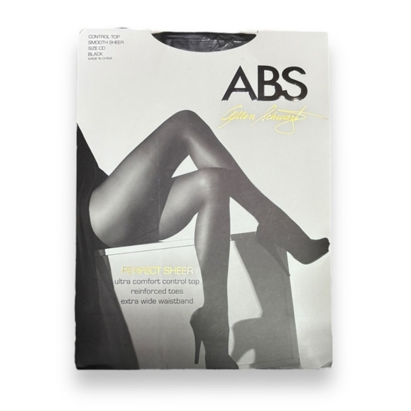 ABS ALLEN SCHWARTZ Perfect Sheer Control Top Pantyhose Black Size CD - Picture 1 of 4